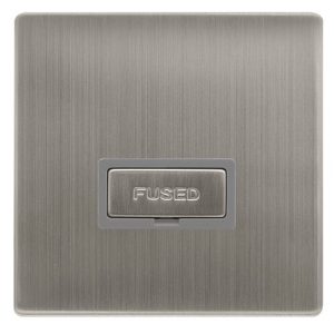 CLICK DEFINITY COMPLETE 13A INGOT FUSED CONNECTION UNIT - STAINLESS STEEL COVER PLATE - GREY INSERT