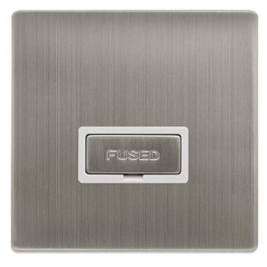 CLICK DEFINITY COMPLETE 13A INGOT FUSED CONNECTION UNIT - STAINLESS STEEL COVER PLATE - POLAR WHITE INSERT