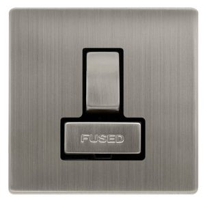 CLICK DEFINITY COMPLETE 13A INGOT SWITCHED FUSED CONNECTION UNIT - STAINLESS STEEL COVER PLATE - BLACK INSERT