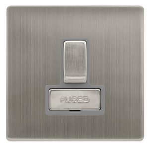 CLICK DEFINITY COMPLETE 13A INGOT SWITCHED FUSED CONNECTION UNIT - STAINLESS STEEL COVER PLATE - GREY INSERT