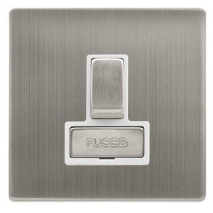 CLICK DEFINITY COMPLETE 13A INGOT SWITCHED FUSED CONNECTION UNIT - STAINLESS STEEL COVER PLATE - POLAR WHITE INSERT