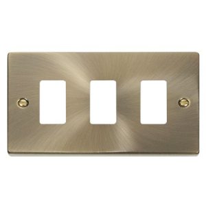 CLICK GRIDPRO DECO FRONTPLATES ANTIQUE BRASS GRIDPRO 3-GANG DECO PLATE ANTIQUE BRASS