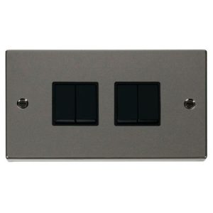 CLICK DECO VICTORIAN BLACK NICKEL VPBK/NICKEL 10A 4-GANG 2 WAY SWITCH BLACK