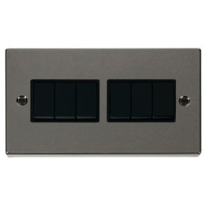 CLICK DECO VICTORIAN BLACK NICKEL VPBK/NICKEL 10A 6-GANG 2 WAY SWITCH BLACK