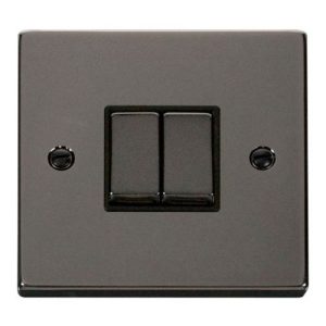 CLICK DECO VICTORIAN BLACK NICKEL INGOT 10A 2-GANG 2WAY SWITCH