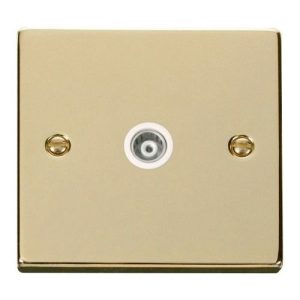 CLICK DECO VICTORIAN POLISHED BRASS VPBRASS 1-GANG ISOLATED COAXIAL SOCKET W