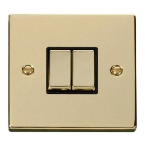 CLICK DECO VICTORIAN POLISHED BRASS VPBRASS INGOT 10A 2-GANG 2 WAY SWITCH
