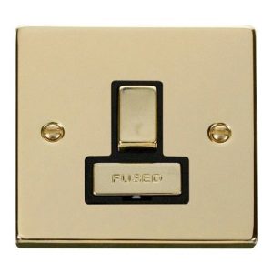 CLICK DECO VICTORIAN POLISHED BRASS INGOT 13A SWITCHED SPUR WITHOUT FLEX OUTLET