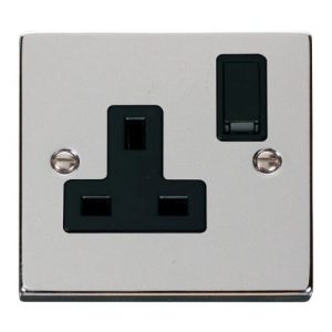 CLICK DECO VICTORIAN POLISHED CHROME VPCHROME 1-GANG 13A DP SWITCHED SOCKET B