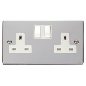 CLICK DECO VICTORIAN POLISHED CHROME VPCHROME 2-GANG 13A DP SWITCHED SOCKET W