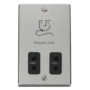 CLICK DECO VICTORIAN POLISHED CHROME VP CHROME DUAL VOLT SHAVER SOCKET BLACK