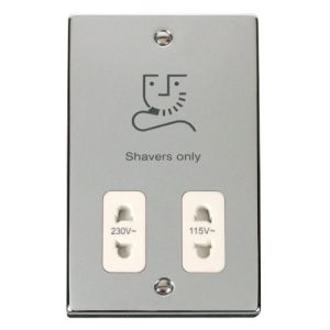 CLICK DECO VICTORIAN POLISHED CHROME VP CHROME DUAL VOLT SHAVER SOCKET WH
