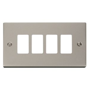 CLICK GRIDPRO DECO FRONTPLATES PEARL NICKEL GRIDPRO 4-GANG DECO PLATE PEARL NICKEL