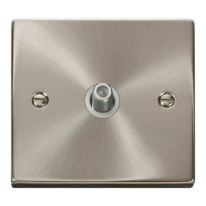 CLICK DECO VICTORIAN SATIN CHROME  1-GANG SATELLITE SOCKET WH