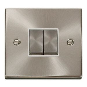CLICK DECO VICTORIAN SATIN CHROME VP INGOT 10A 2-GANG 2 WAY SWITCH
