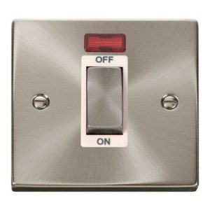 CLICK DECO VICTORIAN SATIN CHROME INGOT 1G 45A DP SWITCH NEON WH