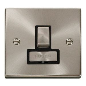 CLICK DECO VICTORIAN SATIN CHROME INGOT 13A SWITCHED SPUR WITHOUT FLEX OUTLET