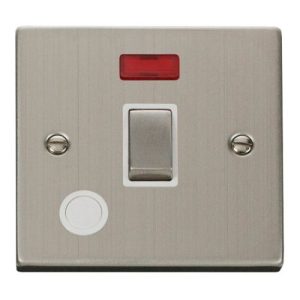 CLICK DECO VICTORIAN STAINLESS STEEL INGOT 20A 1G SWITCH WITH FLEX OUTLET + NEON