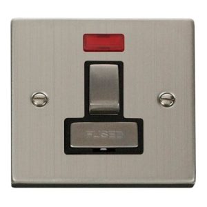 CLICK DECO VICTORIAN STAINLESS STEEL INGOT 13A SWITCHED SPUR WITHOUT FLEX OUTLET + NEON
