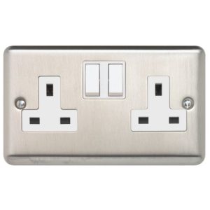 CONTACTUM 2G 2W BRUSHED STAINLESS STEEL (WHT INS)