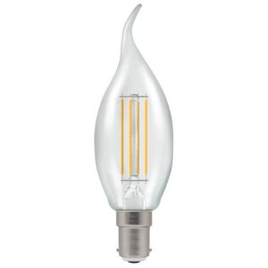 LED BENT-TIP CANDLE 5W=40W=470LM SBC FILAMENT DUO DIM WARM WHITE CLEAR