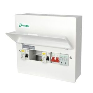 DANSON 12-MOD (4-WAY) HI-INTEG METAL BOARD (100A M/S + 2 X 80A 30mA TYPE.A RCDS + SPD TYPE 2 20-40KA) ---(INC MCBS)