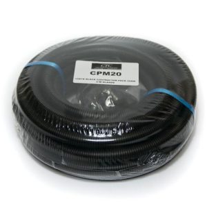 DELIGO 10MTR X 20MM BLACK FLEXI CONTRACTOR PACK+CLIPS+GLANDS