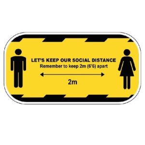 SOCIAL DISTANCE FLOOR STICKER YELLOW 300MM