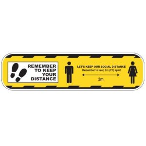 SOCIAL DISTANCE FLOOR STICKER YELLOW 600MM