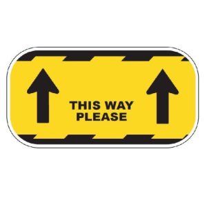 THIS WAY FLOOR STICKER YELLOW 300MM