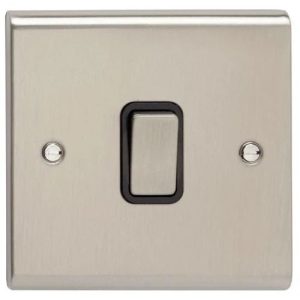 DETA STAINLESS STEEL 1G 2W SWITCH (BLK INS)
