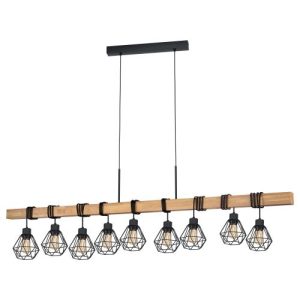 EGLO 43134 TOWNSHEND 9 LIGHT STEEL WOOD BLACK BROW