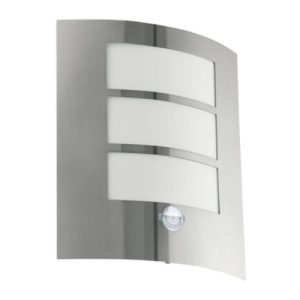 EGLO CITY STAINLESS STEEL WALL LIGHT C/W PIR
