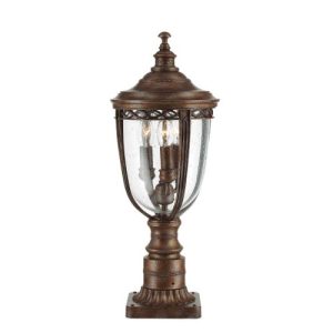 ELSTEAD ENGLISH BRIDLE 3 LIGHT MEDIUM PEDESTAL - BRITISH BRONZE