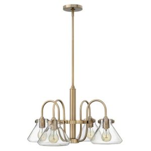 ELSTEAD CONGRESS 4 LIGHT CLEAR GLASS CHANDELIER - BRUSHED CARAMEL