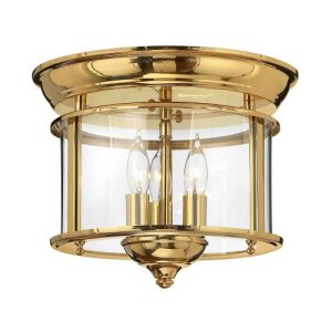 ELSTEAD GENTRY 3 LIGHT FLUSH MOUNT - POLISHED BRASS