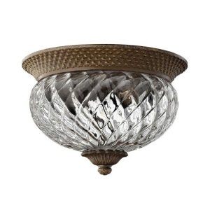 ELSTEAD PLANTATION 2 LIGHT SMALL FLUSH - PEARL BRONZE