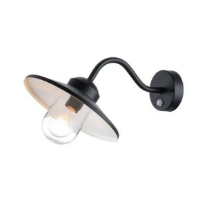 ELSTEAD KLAMPENBORG 1 LIGHT WALL LANTERN WITH PIR - BLACK