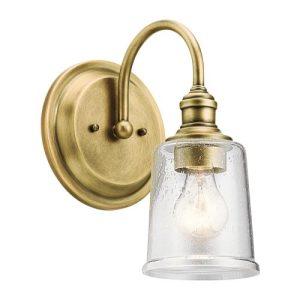 ELSTEAD WAVERLY 1 LIGHT WALL LIGHT - NATURAL BRASS