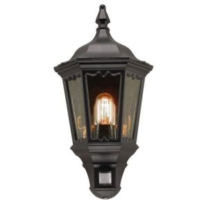 ELSTEAD BLACK PIR OUTSIDE HALF LANTERN