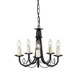 ELSTEAD MINSTER 5 LIGHT CHANDELIER - BLACK