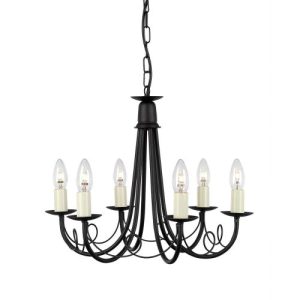 ELSTEAD MINSTER 6 LIGHT CHANDELIER - BLACK