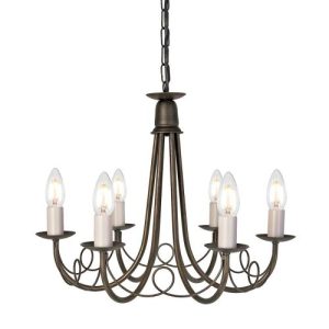 ELSTEAD MINSTER 6 LIGHT CHANDELIER - BLACK/GOLD