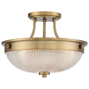 ELSTEAD MANTLE 2 LIGHT SEMI-FLUSH - WEATHERED BRASS