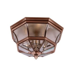 ELSTEAD NEWBURY 3 LIGHT FLUSH MOUNT - AGED COPPER