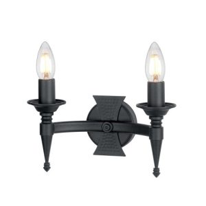 ELSTEAD SAXON 2 LIGHT WALL LIGHT - BLACK