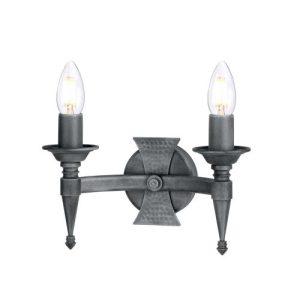 ELSTEAD SAXON 2 LIGHT WALL LIGHT - BLACK/SILVER