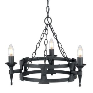 ELSTEAD SAXON 3 LIGHT CHANDELIER - BLACK