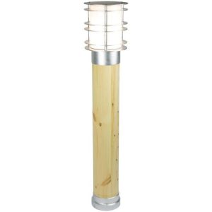 ELSTEAD STOCKHOLM LARGE BOLLARD NATURAL WOOD & GALVANIZED