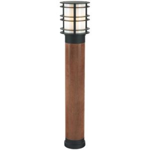 ELSTEAD STOCKHOLM LARGE BOLLARD STAINED WOOD & BLACK